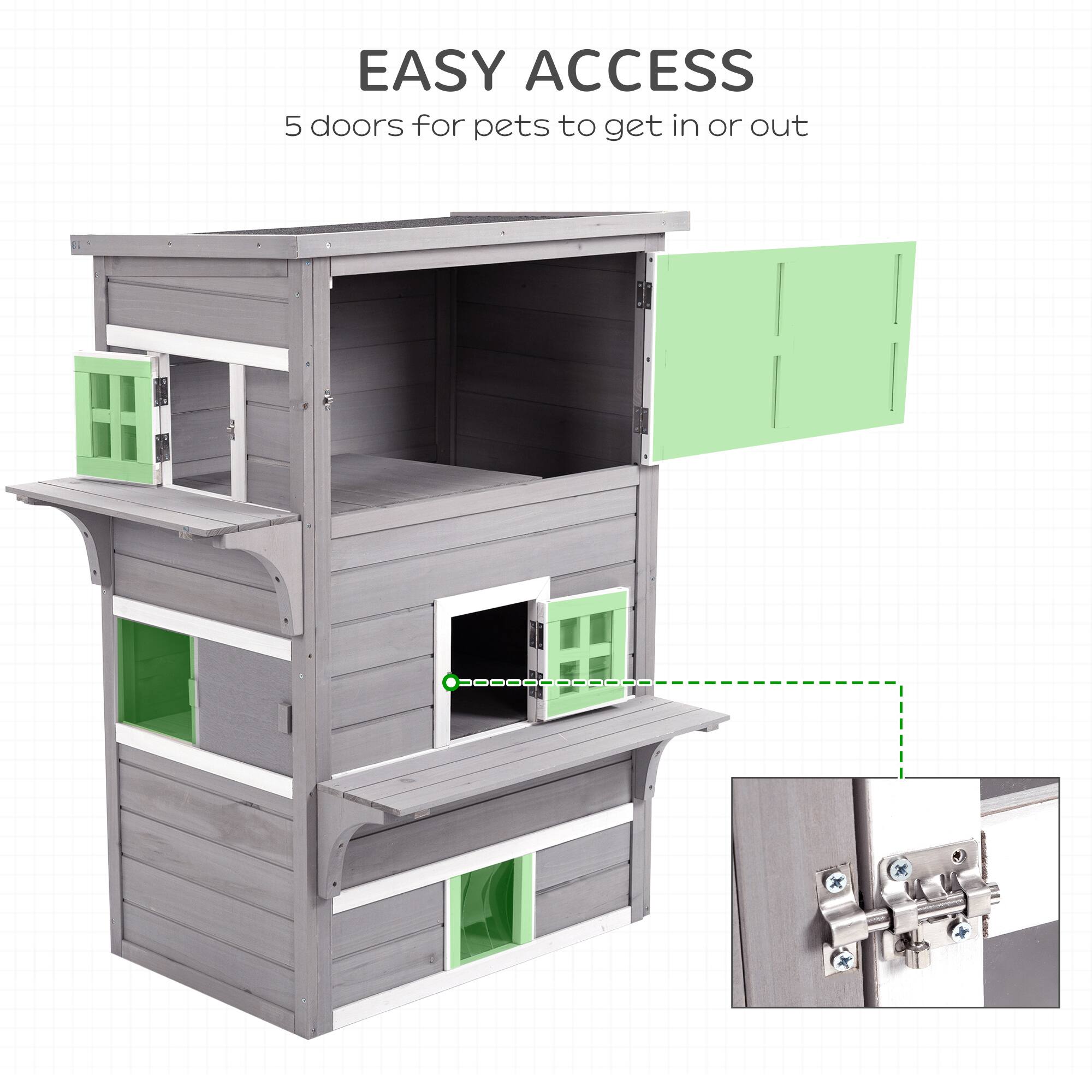 EASY ACCESS  
5 doors for pets to get in or out