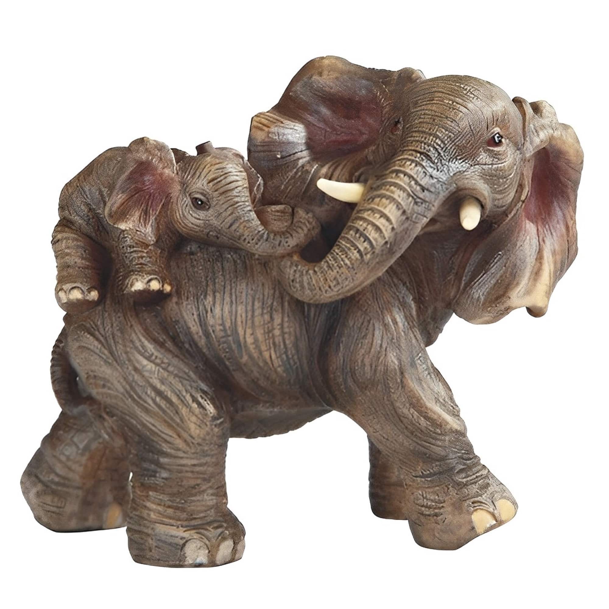 FC Design - 5.75"W Realistic Lifelike Elephant Playing with Cub Figurine Statue Desk Tabletop Home Decor Gift - Multi-Color