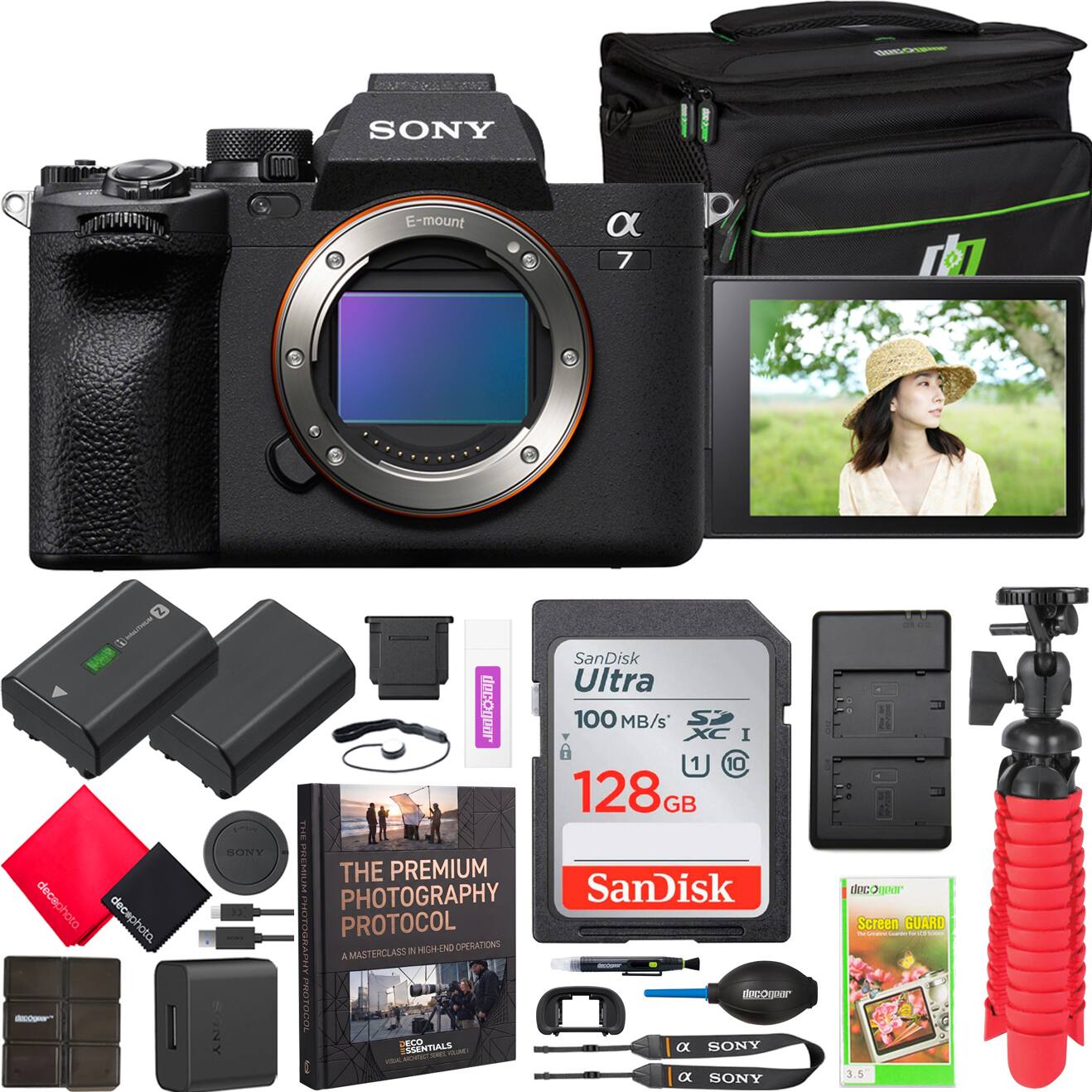 SONY  
E-mount  
α7  
Z  
decephoto.  
decephoto. Images  

SONY SONY  
SanDisk Ultra JOADOJAP 100 MB/s* XC SD cc I 128GB  
THE PREMIUM PHOTOGRAPHY THE PREMIUM SanDisk PHOTOGRAPHY PROTOCOL IN HIGH-END OPERATIONS A MASTERCLASS ASSOCIENT docOgrar PROTOCOL DEO ESSENTIALS a SONY  
VOTA ARCHTED a SONY  

decognar Screen GUARD - 3.5
