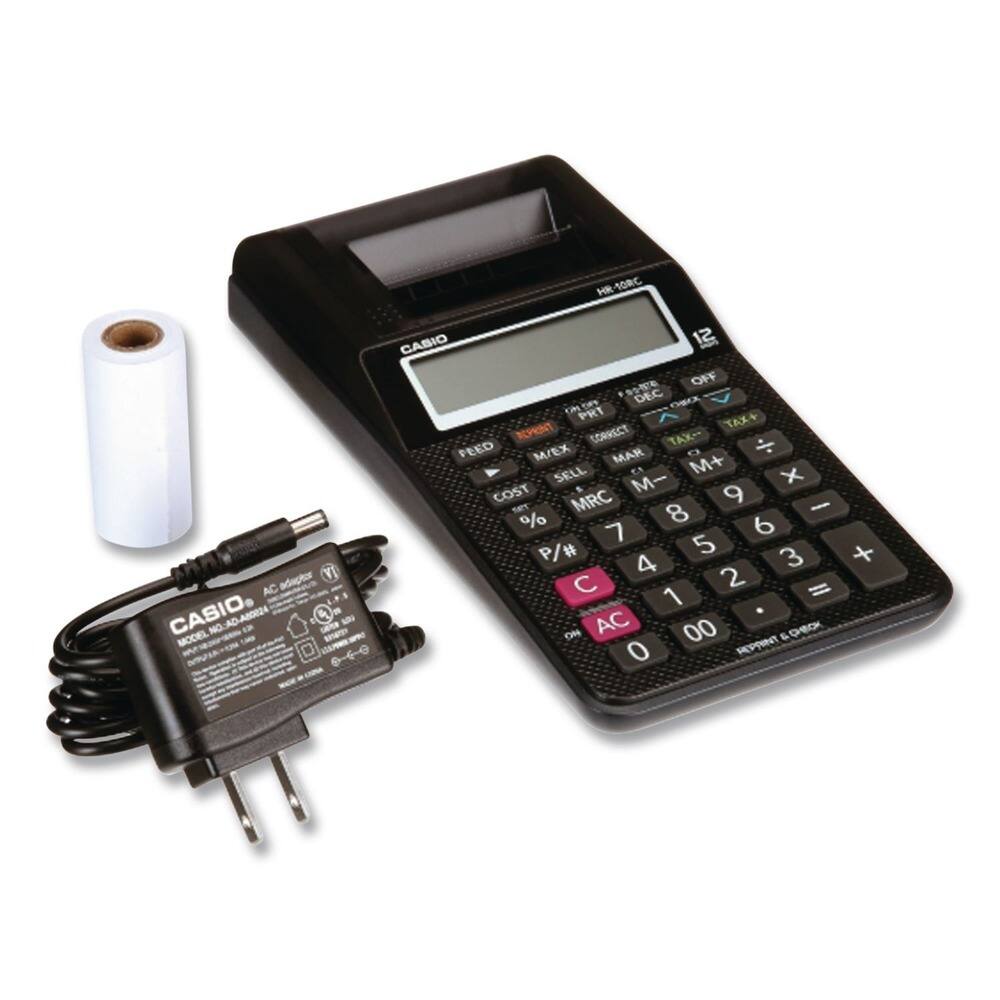 HR-10RC Adaptor VI AC CASIO  
NO. AD-ABOE24 L  
MODEL: noingc CASIO 12  
OFF DEC CECK Cotscie PRT TAX+ CORRECT TAX--  
FEED M/EX MAR SELL EA M+ x COST M- 9 SeT MRC 8 - % 7 6 P/# 5 3 + 4 2 C 1 = ON AC 00 OCK & 0 REPPNT