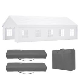 RYHNUYNE - 16x32 FT Party Tent 3 Bags Removable Sidewalls Canopy Weddings BBQs Camping Carports - White