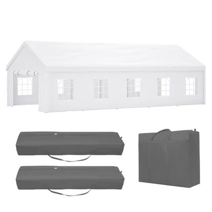 Front. RYHNUYNE - 16x32 FT Party Tent 3 Bags Removable Sidewalls Canopy Weddings BBQs Camping Carports - White.