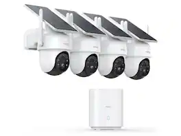 AOSU - C9C-4H SolarCam 2K Outdoor PTZ 4-Cam Kit - 170° Wide-Angle, AI, Night Vision, 2-Way Audio, 128GB Storage - White