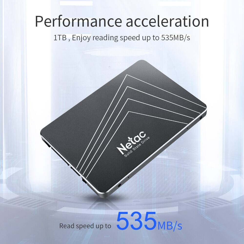 Performance acceleration  
1TB, Enjoy reading speed up to 535MB/s  

Netac Solid State Drive  

Read speed up to 535MB/s