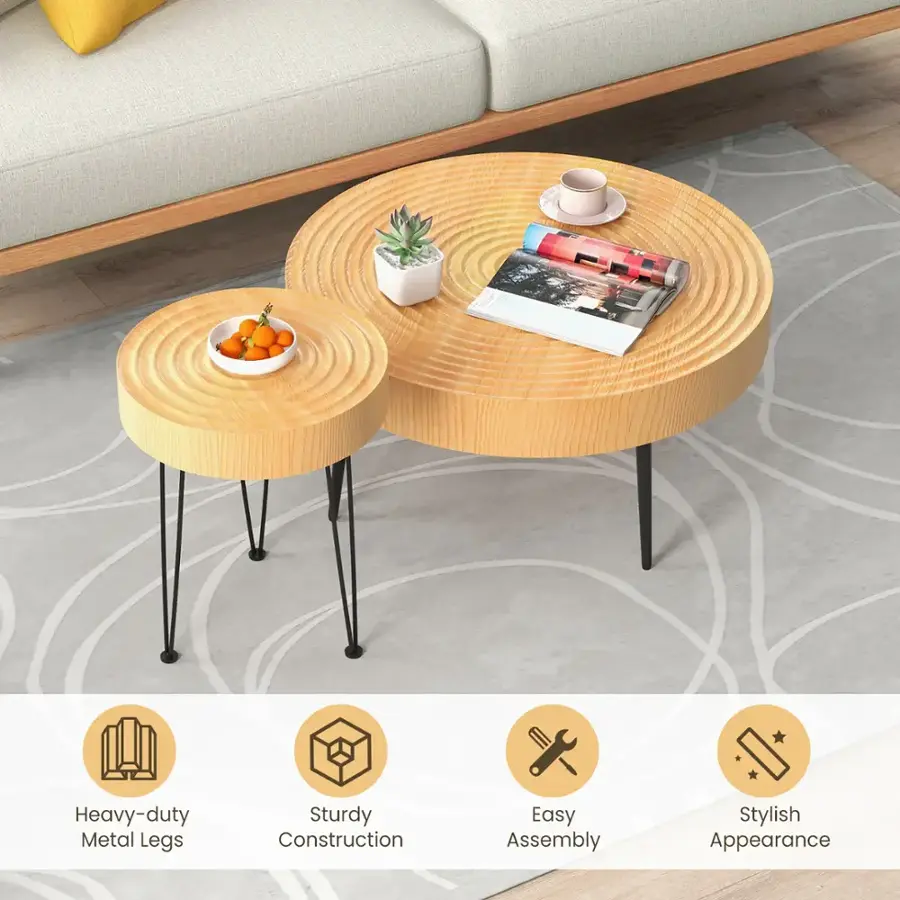 The text on the image reads: "Heavy-duty Metal Legs Sturdy Construction Easy Assembly Stylish Appearance."