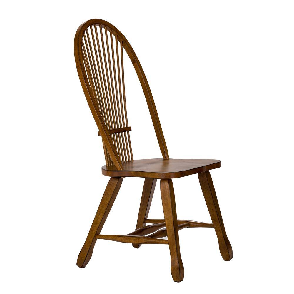 Left. Liberty Furniture Industries - Treasures Sheaf Back Side Chair - Oak in Rustic Oak - Brown.