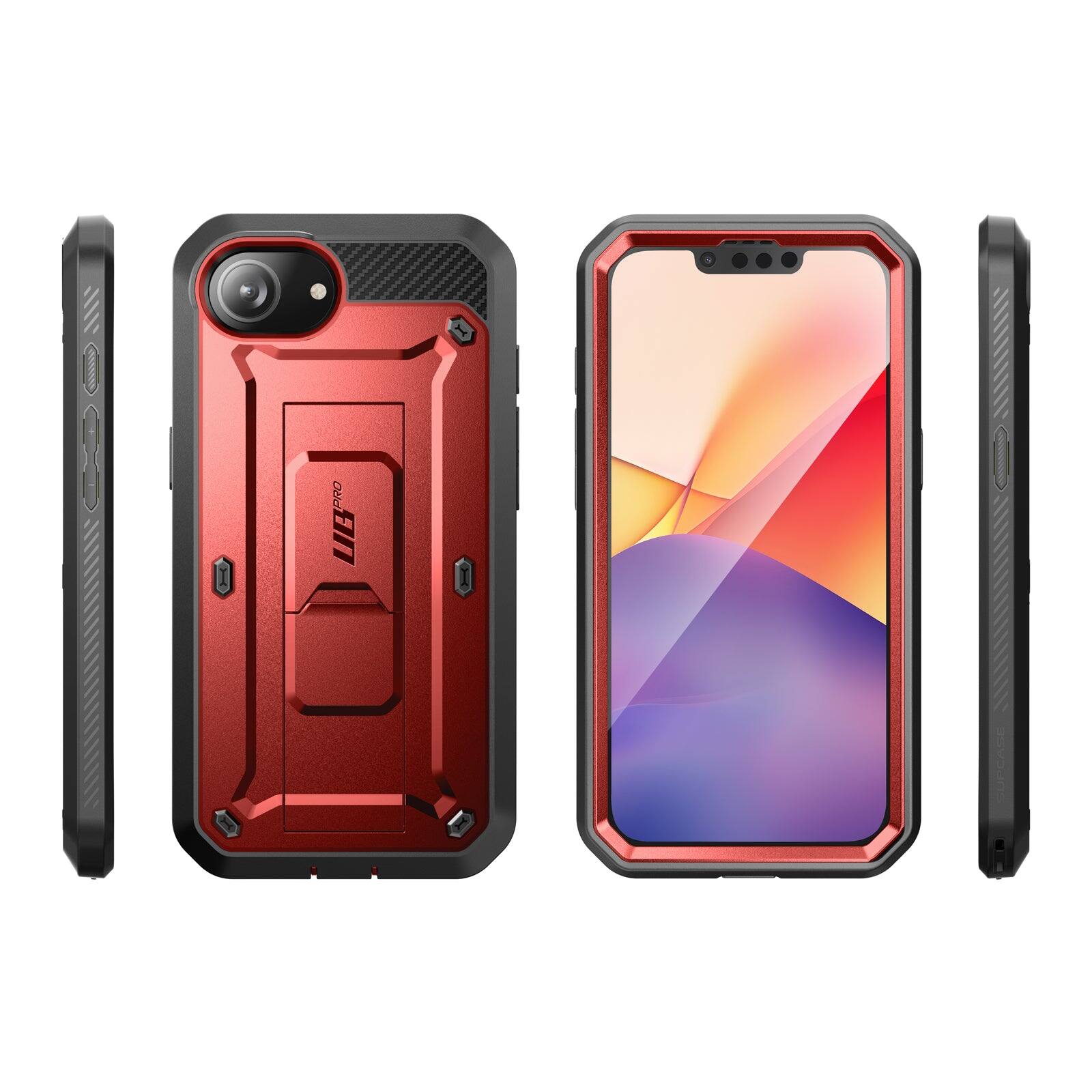 Alt View 6. SUPCASE - iPhone 16e  Unicorn Beetle Pro Rugged Case - Metallic Red.