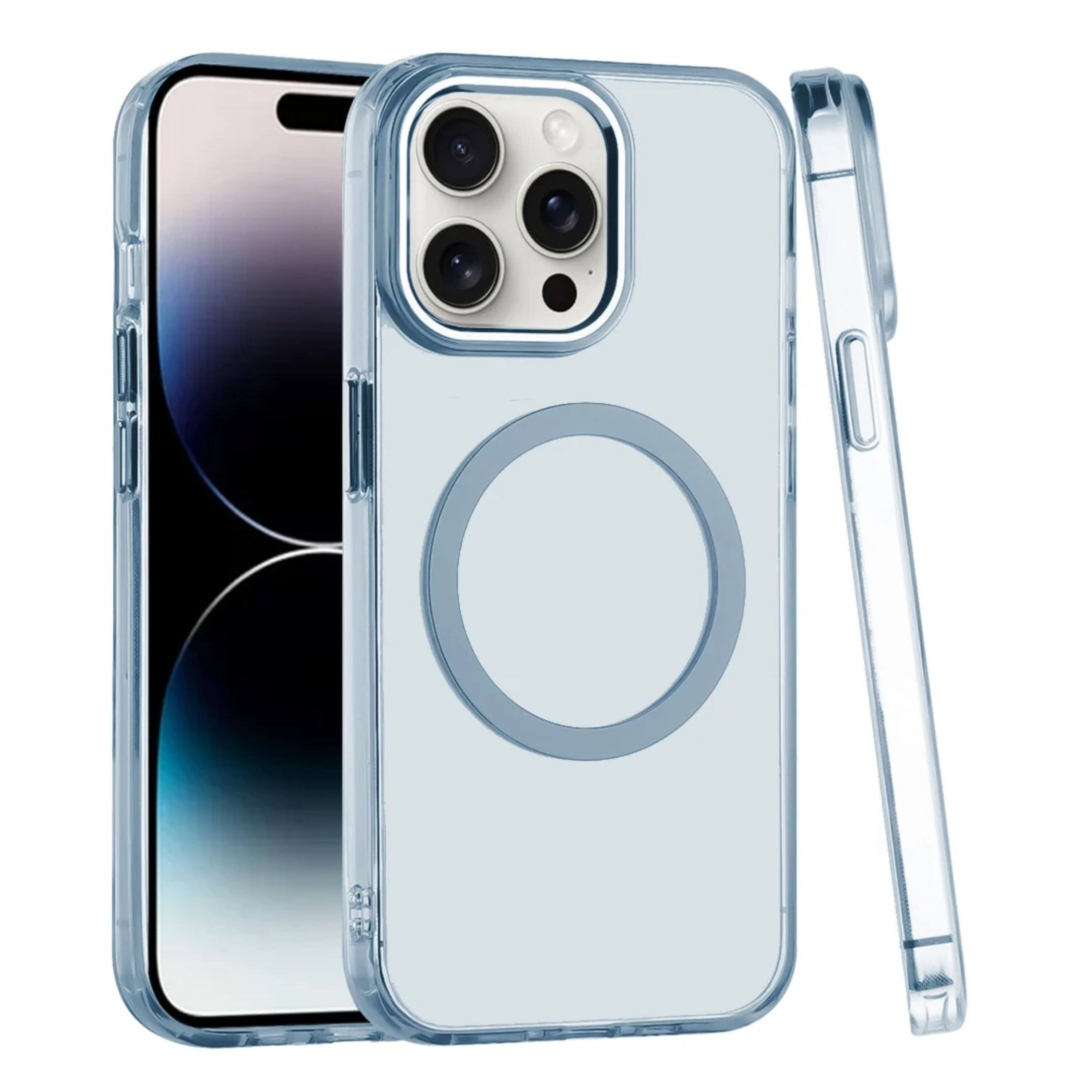 Kitcheniva - Trans-Clear Metal Buttons Magnetic Circle Phone Case For iPhone 14 Pro Max - Light Blue price history on PriceWatchPro