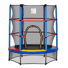 Outsunny - 5FT Trampoline, 55" Mini Trampoline, Enclosure Net, Safety Pad, Steel Frame, Gift - Mixed Color