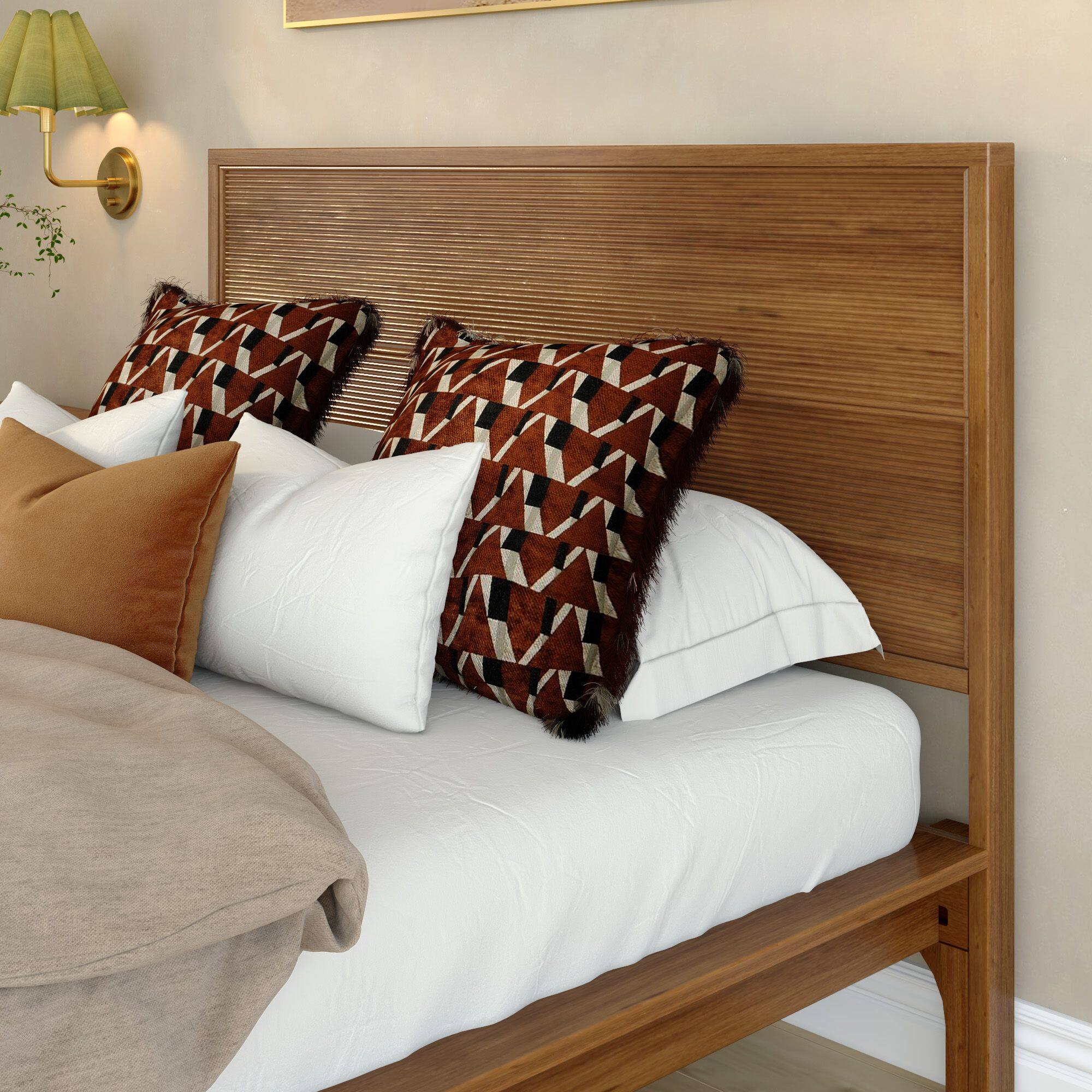Alt View 4. Plank+Beam - Linea Tambour Full Bed, Pecan - Pecan.