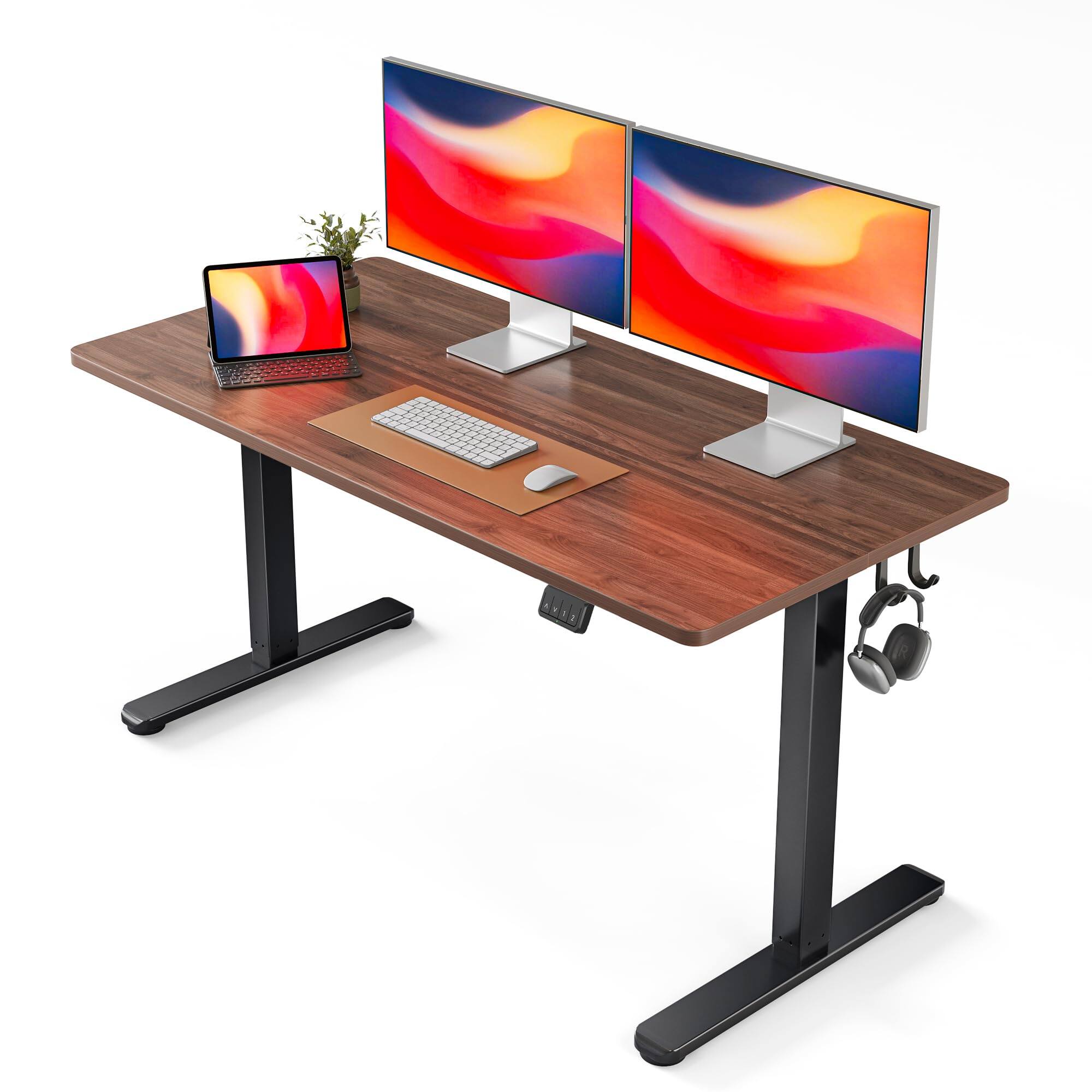 Hirose Alice - CubiCubi Electric Standing Desk, Height Adjustable Sit Stand Desk, Ergonomic Home Office Computer Workstation - Black Walnut 55x24