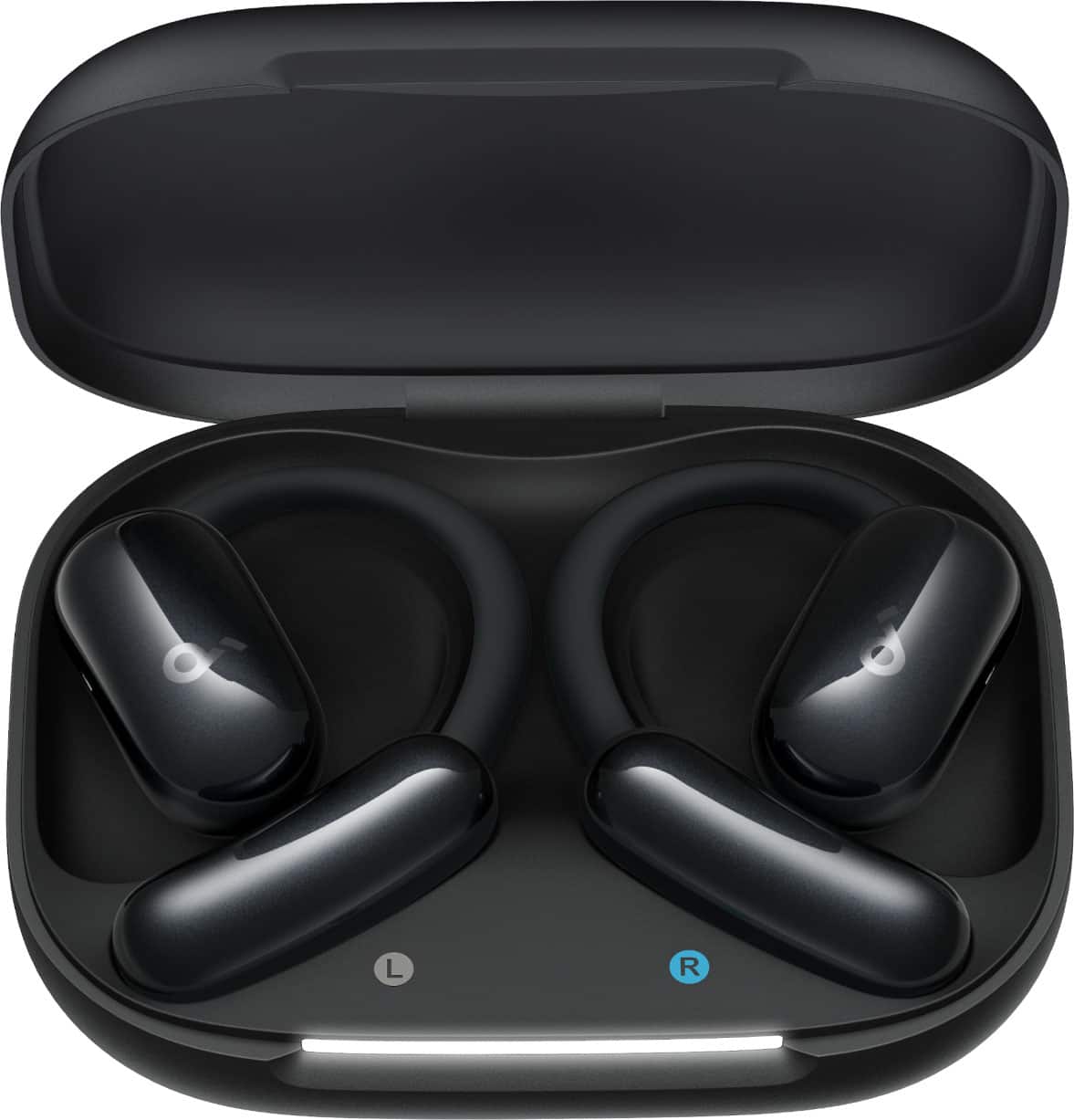 Alt View 4. Soundcore - by Anker AeroFit 2 A.I. Assistant Open-Ear Bluetooth Headphones with Real-Time Translation and Adjustable Ear Hooks - Obsidian Black.