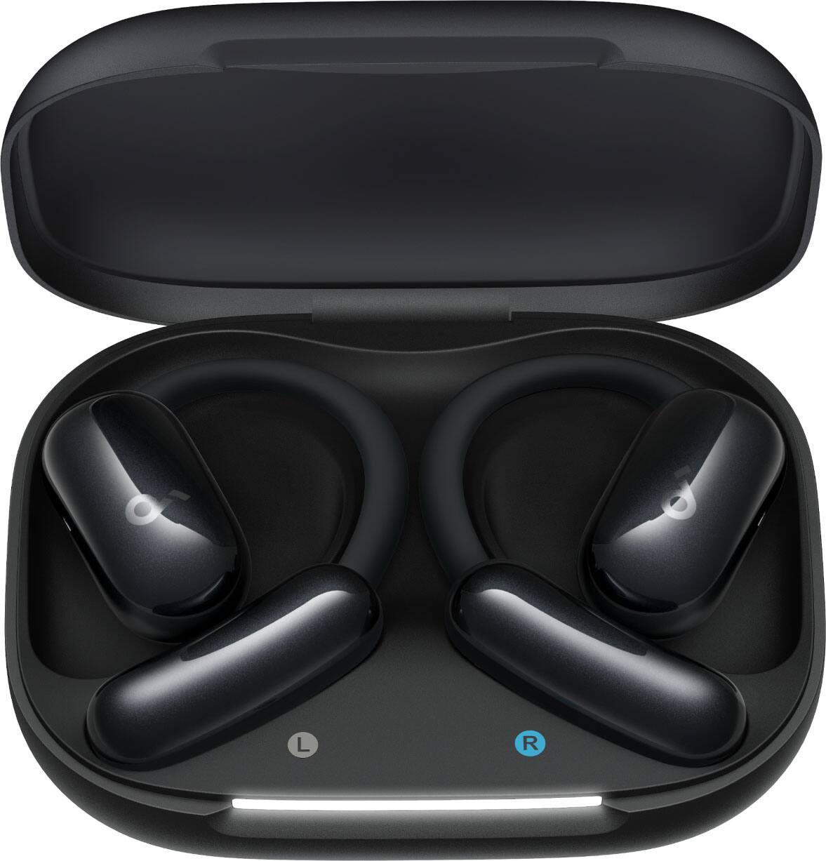 Alt View 4. Soundcore - by Anker AeroFit 2 A.I. Assistant Open-Ear Bluetooth Headphones with Real-Time Translation and Adjustable Ear Hooks - Obsidian Black.
