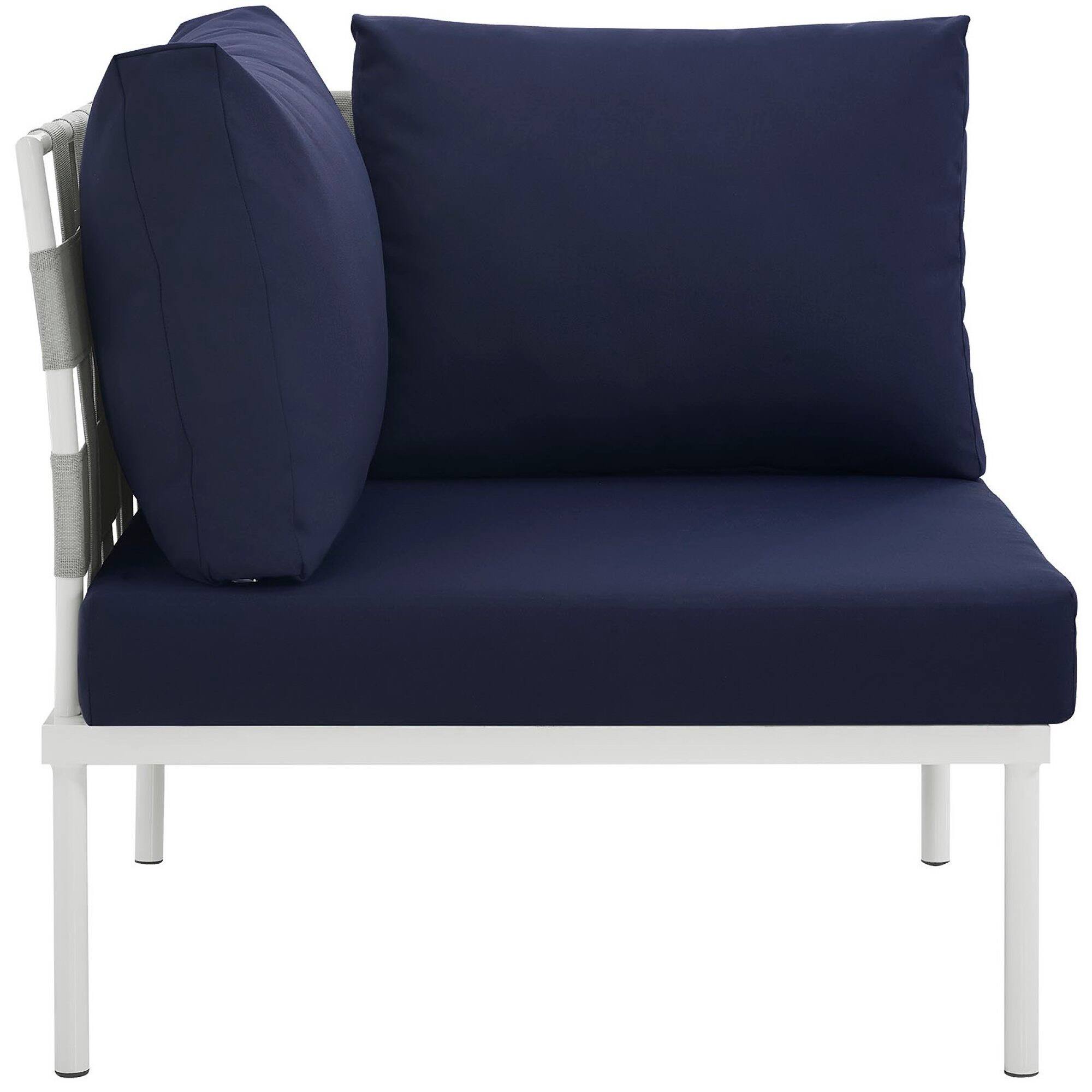 Alt View 1. Modway - Harmony Outdoor Patio Aluminum Corner Sofa by Modway - White Navy.