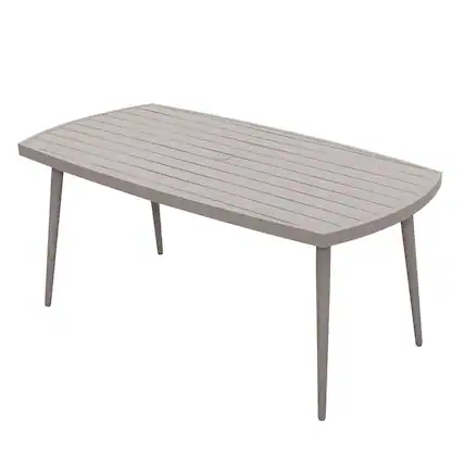 Front. Nuu Garden - Outdoor Aluminum Dining Table with 2.76" Umbrella Hole - Beige.