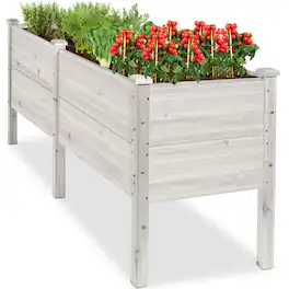 Best Choice Products - 72" x 24" x 30" Raised Garden Bed, Extra Deep 16" Depth, Elevated Wood Planter Stand - White