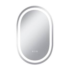 Boyel Living - 20 x 32 in Track-Shaped Aluminum Frame Anti-Distortion Easy Installation Mirror with Front Light