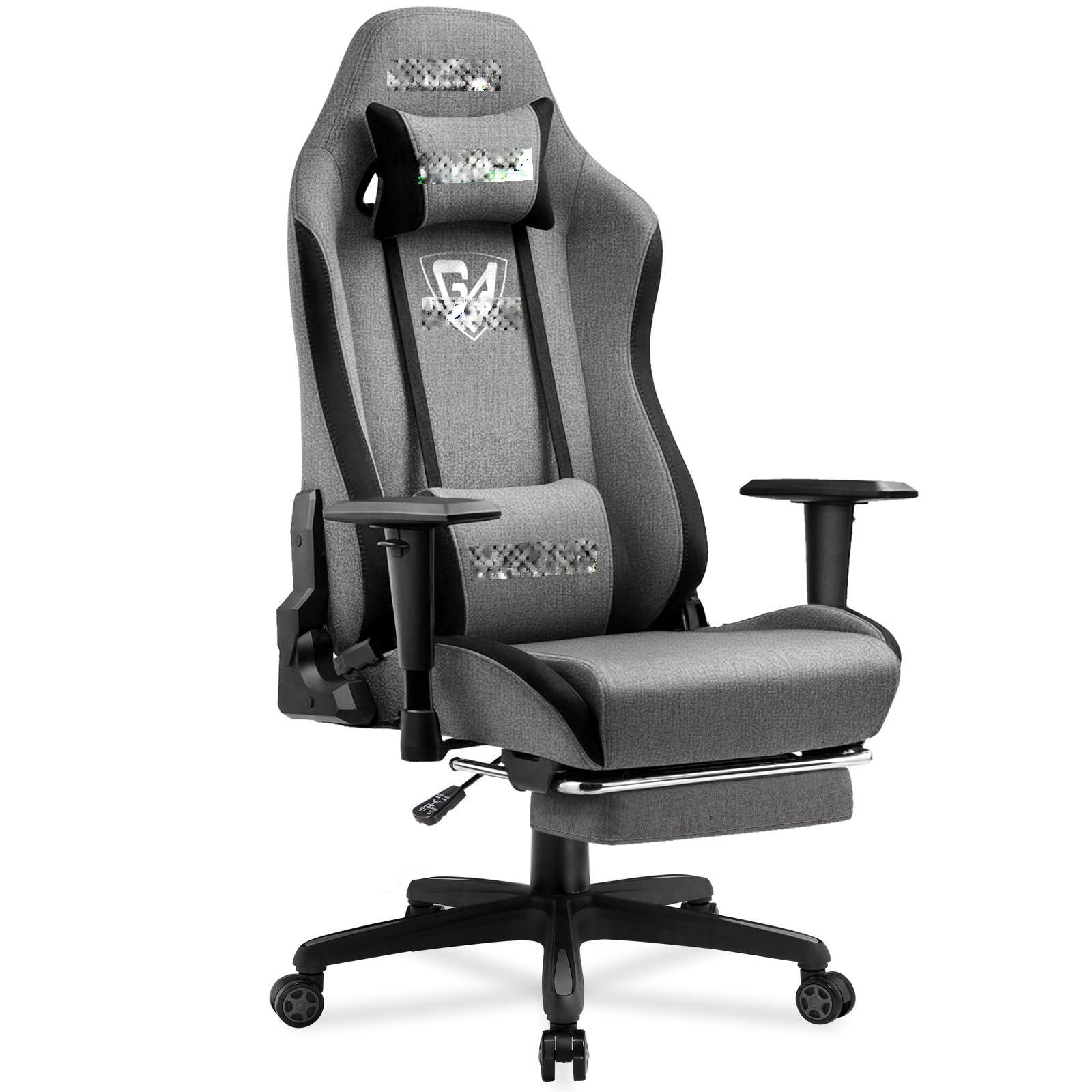 Front. Hirose Alice - GTRACING Gaming Chair with Footrest, Fabric Breathable Big and Tall Ergonomic Computer Chair with Adjustabl... - Grey.