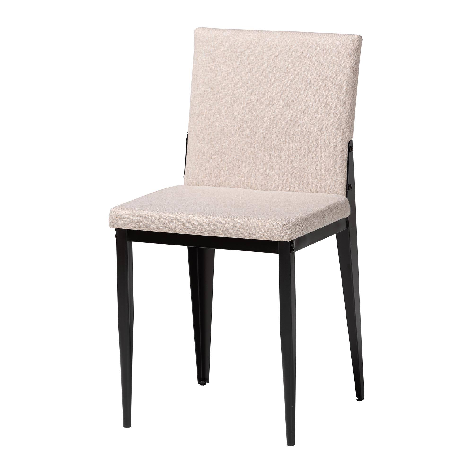 Angle. Baxton Studio - Bishop Industrial Fabric and Metal 4-Piece Dining Chair Set - Beige/Black.