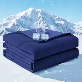 KERDOM - Queen Size - Cooling Comforter Blanket for Hot Sleepers and Night Sweats, Soft Summer Ice Blanket Quilt Machine Washable - Navy Blue