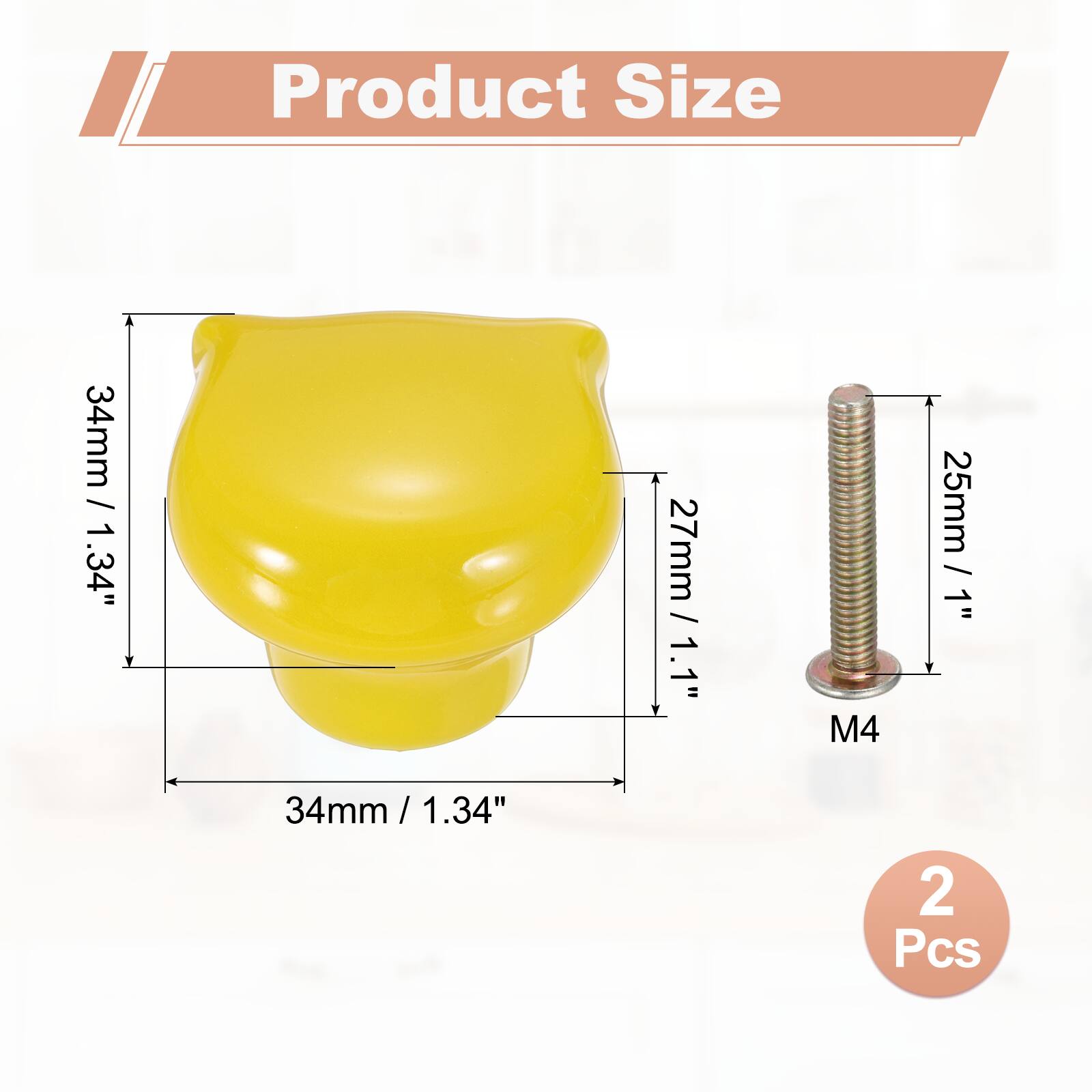 Product Size

34mm / 1.34"  
27mm / 1.1"  
M4  
25mm / 1"  
34mm / 1.34" / 2 Pcs