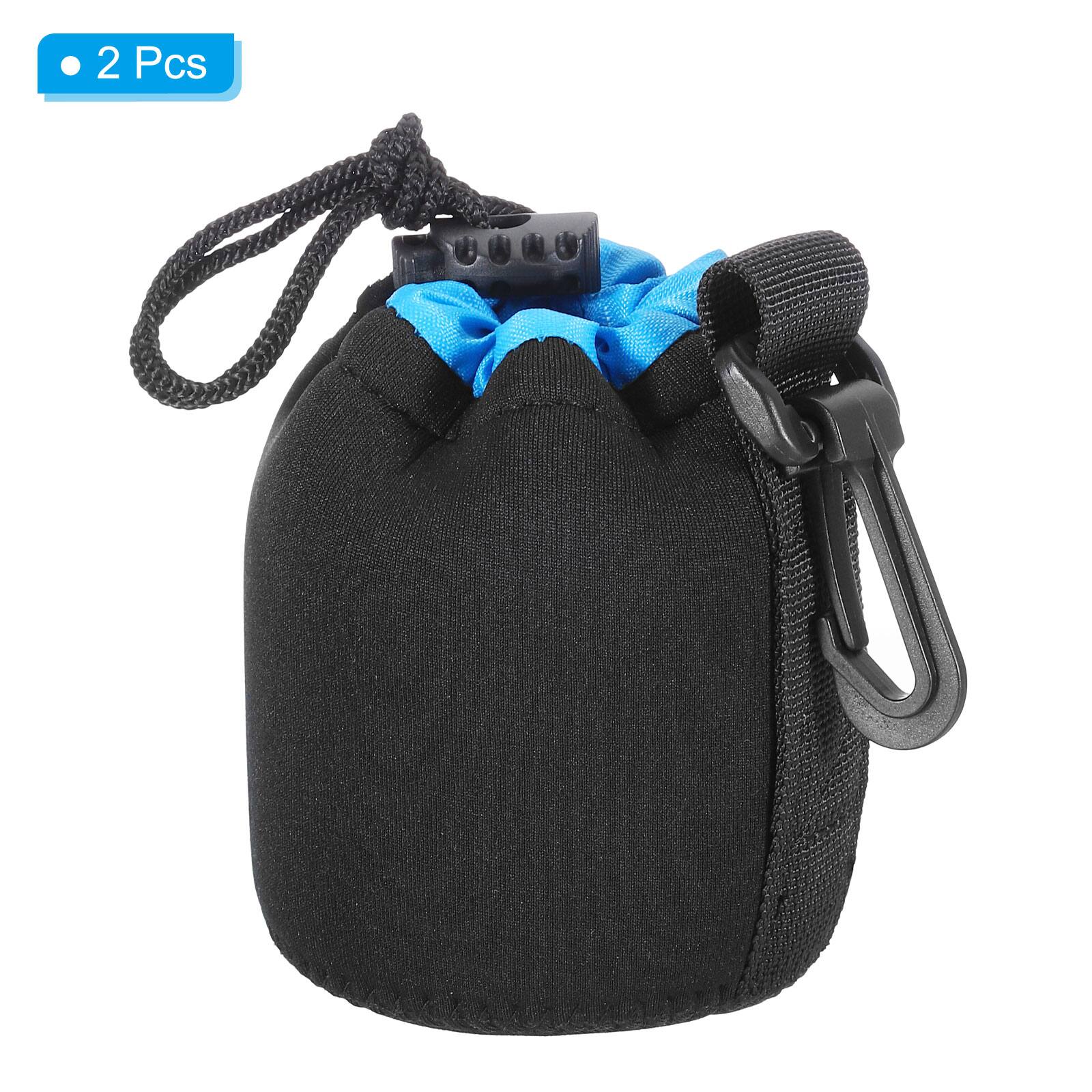 Alt View 2. Unique Bargains - Camera Lens Bag, 2pcs 3"x3.9" Drawstring Pouch with Thick Neoprene for DSLR Lens, Water Coffee Cups - Black Blue.
