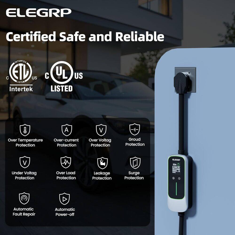 ELEGRP  
Certified Safe and Reliable  

- Over Temperature Protection  
- Over-current Protection  
- Over Voltage Protection  
- Ground Protection  
- Under Voltage Protection  
- Over Load Protection  
- Leakage Protection  
- Surge Protection  
- Automatic Fault Repair  
- Automatic Power-off  

Certifications:  
- ETL  
- UL Listed  
- Intertek