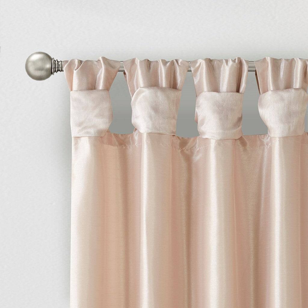 Angle. BreeBe - Twist Tab Lined Window Curtain Panel Blush 50x108' - Blush.