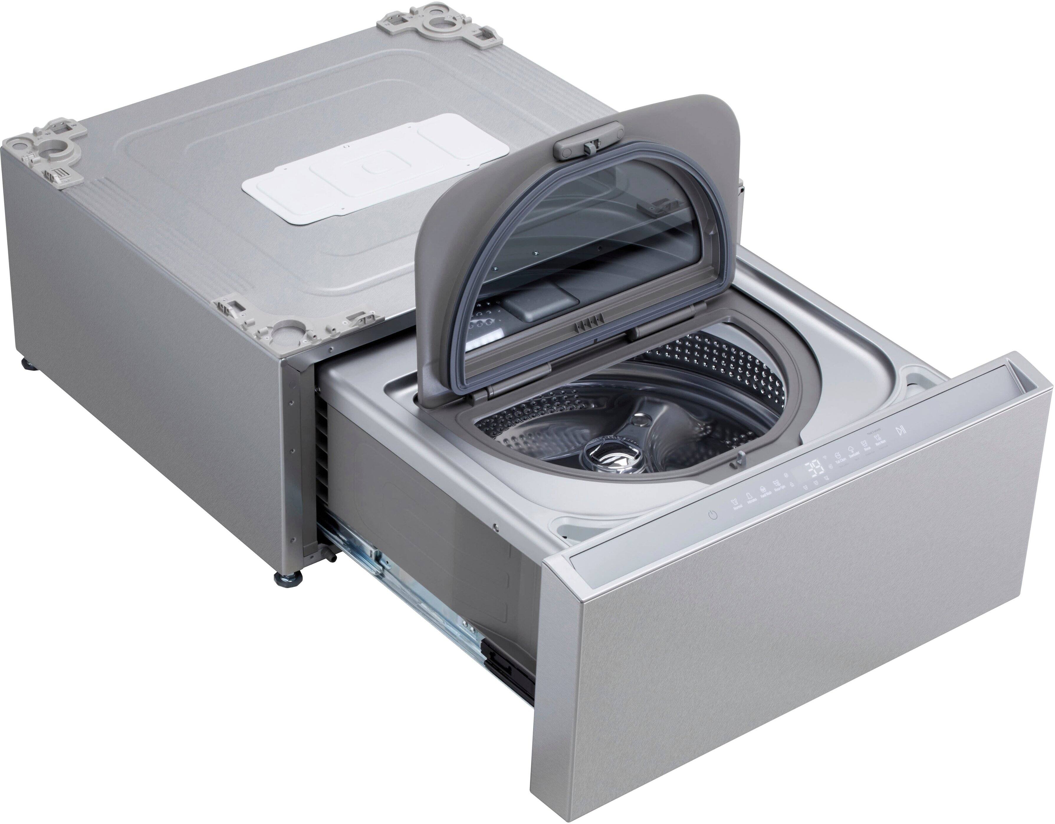 Alt View 8. LG - SIGNATURE SideKick 1.0 Cu Ft Top Load Pedestal Washer with Dual LED Display - Brushed Platinum Steele.