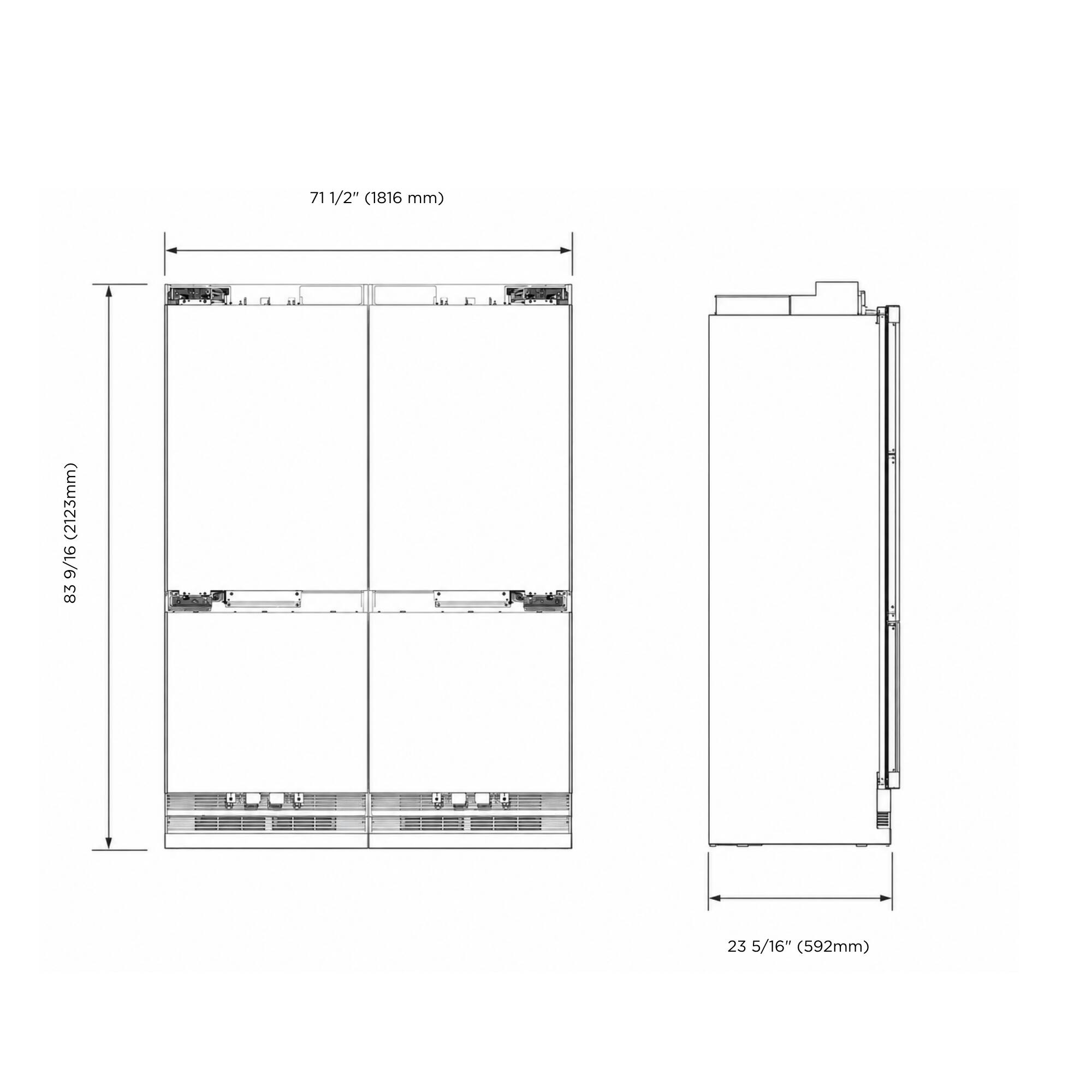 71 1/2" (1816 mm)  
83 9/16" (2123 mm)  
23 5/16" (592 mm)
