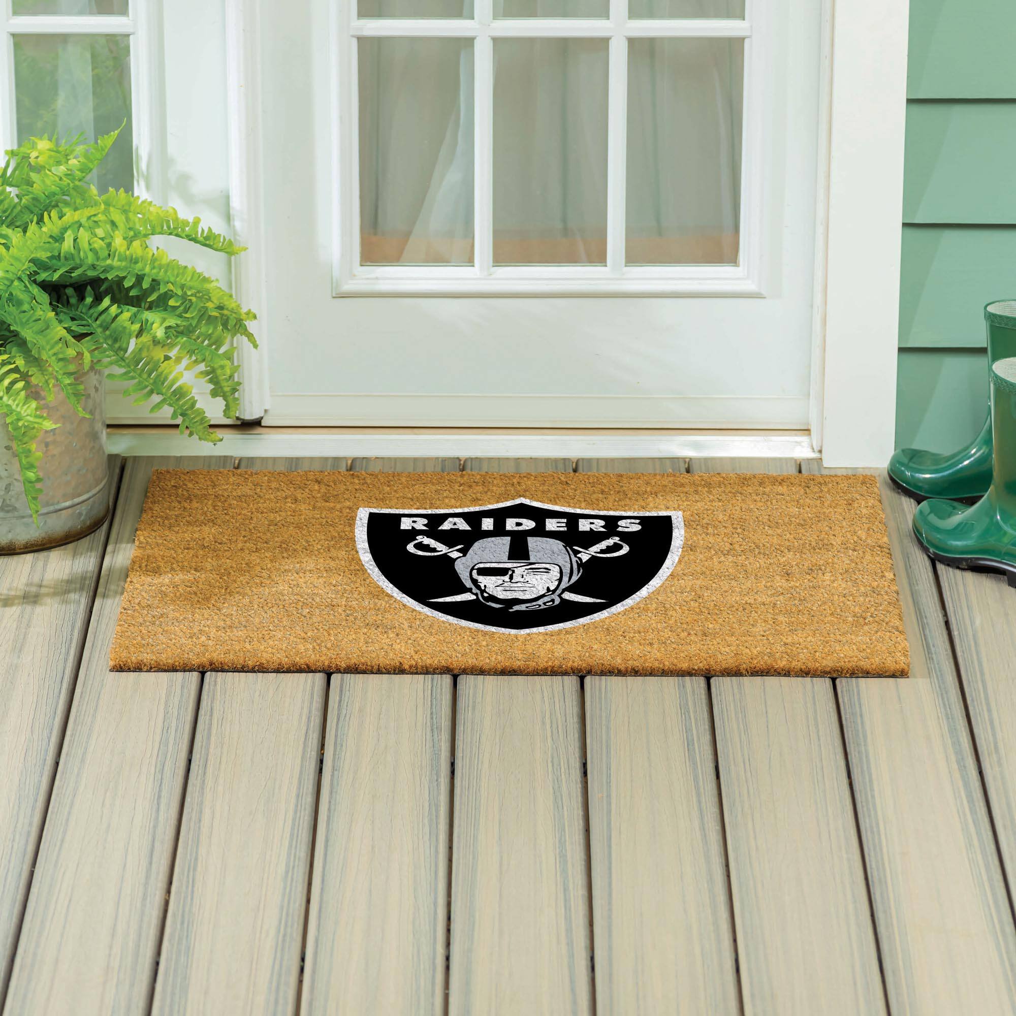 Alt View 3. Evergreen Enterprises - Las Vegas Raiders 24" x 36" Outdoor Team Logo Coir Mat - Brown.