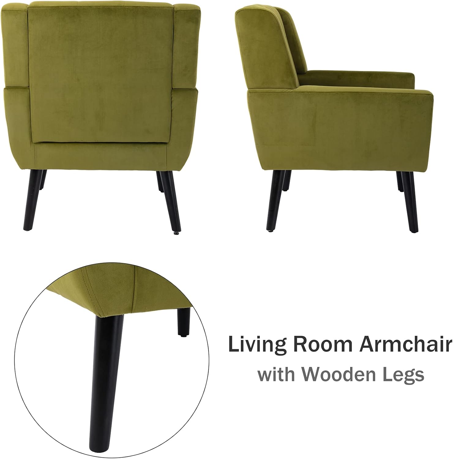 Living Room Armchair with Wooden Legs