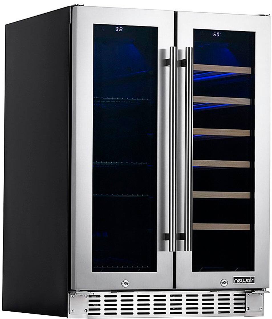 Alt View 18. NewAir - Refurbished 18-Bottle or 58-Can French Door Dual Zone Wine Refrigerator with SplitShelf and Beech Wood Shelves - Stainless Steel.