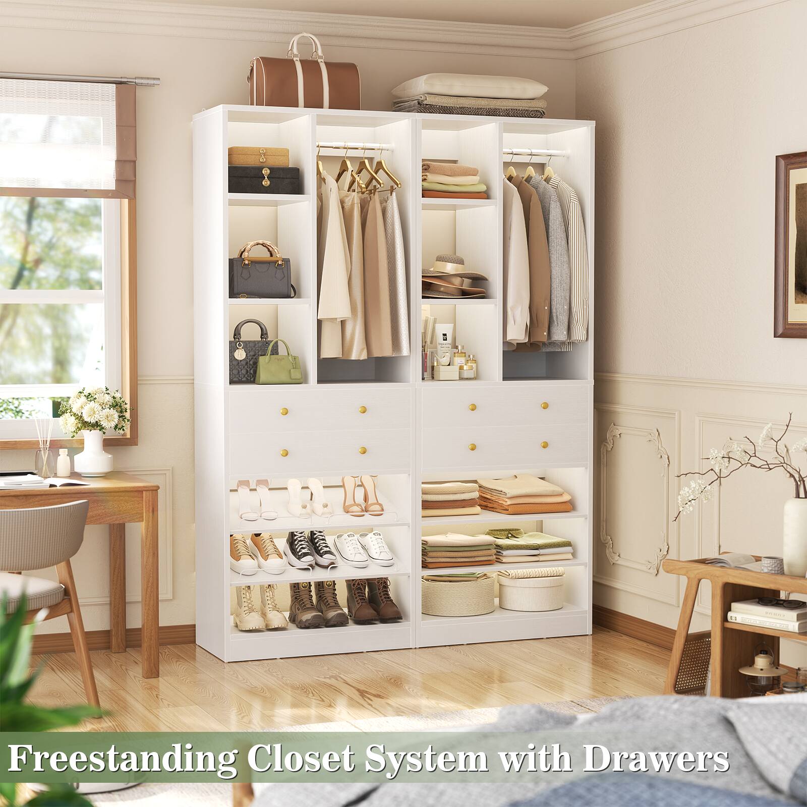 Freestanding Closet System with Drawers