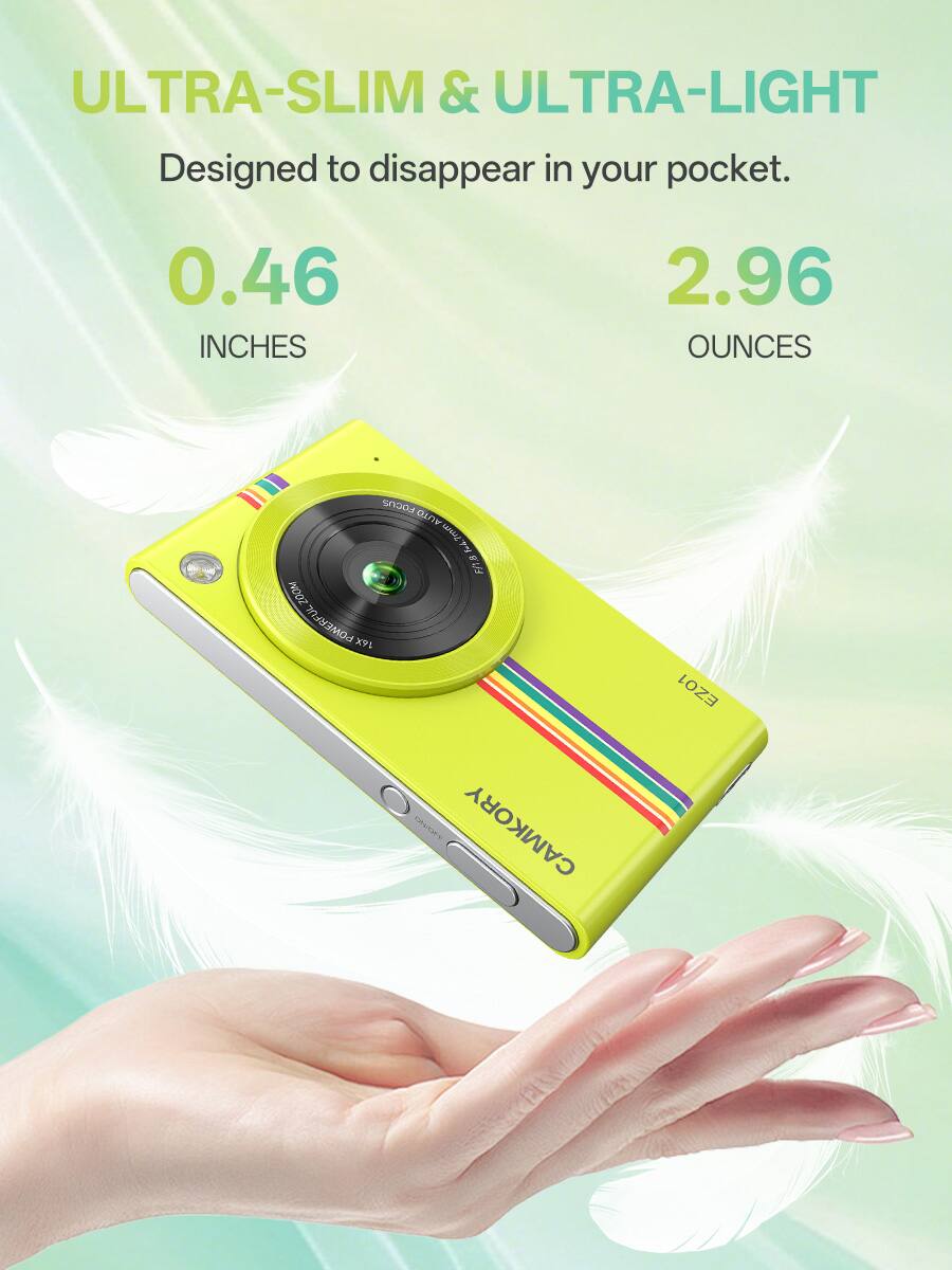 CAMKORY Ultra Slim Pocket Digital Camera – 0.46 Inches Thin & 3 oz ...