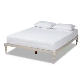 Baxton Studio - Iseline Modern and Contemporary Finished Wood Queen Size Platform Bed Frame - Antique White