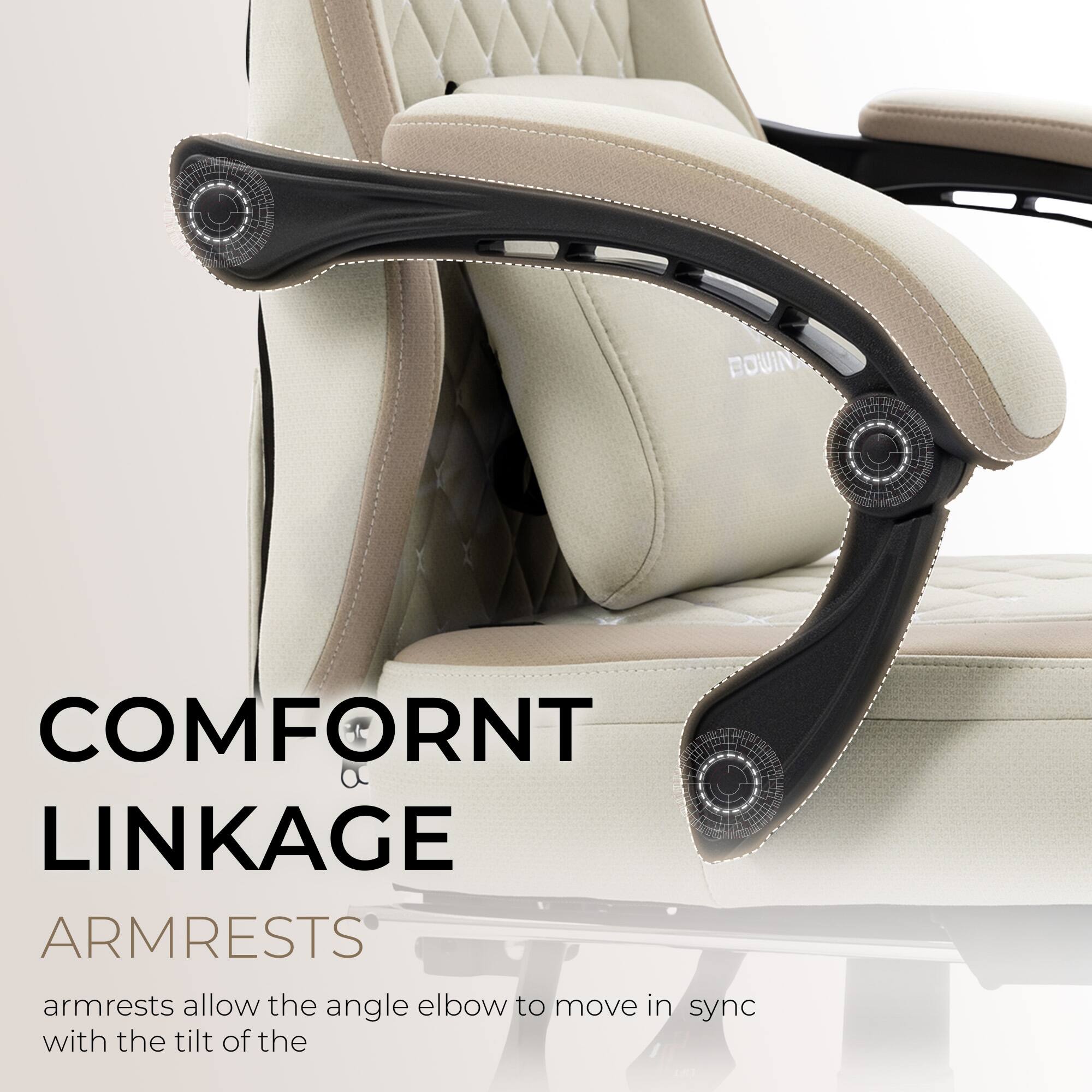 COMFORT LINKAGE  
ARMRESTS  
armrests allow the angle elbow to move in sync with the tilt of the