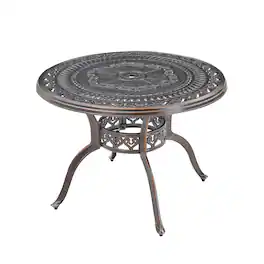 Mondawe - Outdoor Cast Aluminum Round Table with Umbrella Hole - Bronze