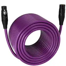 Front. Lyxpro - 300 ft Balanced XLR Cable, Male to Female, 3 Pin Microphone Cable - Purple.
