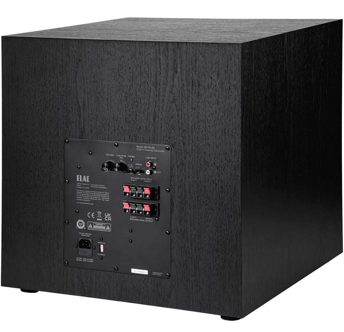 Model: DEBUT  
Powered Subwoofer  
Model: DB125-SK  
VOLUME  
LINE INPUT  
PHASE  
LOW PASS FILTER  
LINE LEVEL INPUT  
SPEAKER LEVEL INPUT  
SPEAKER LEVEL OUTPUT  
CE  
UK  
CA