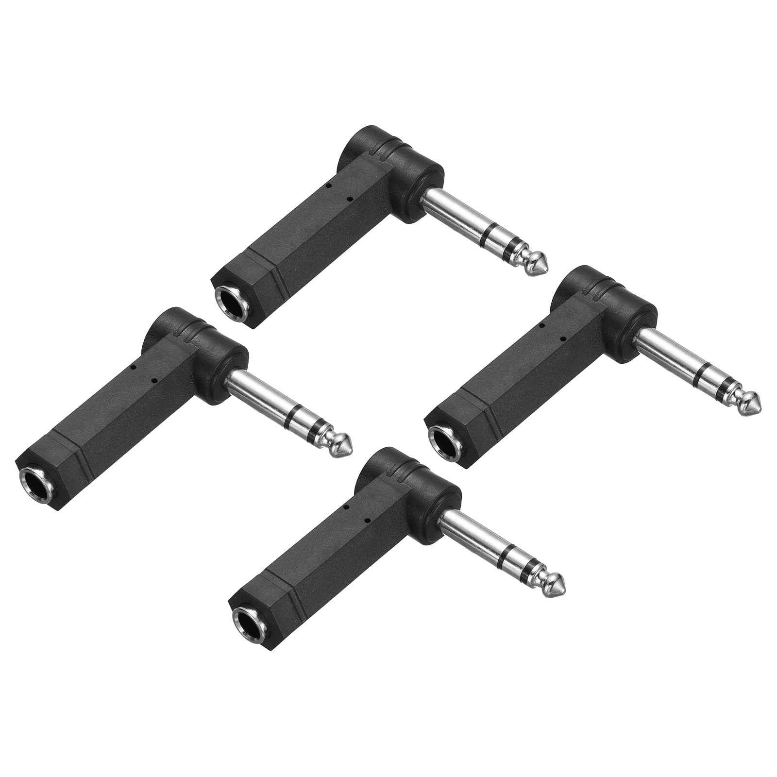 Unique Bargains - 4pcs 6.35mm F to 6.35mm M Connector Gold Plated Copper Stereo TRS for Audio/HP/Spkr/Player/Video Rcvr/Sound Sys - Black