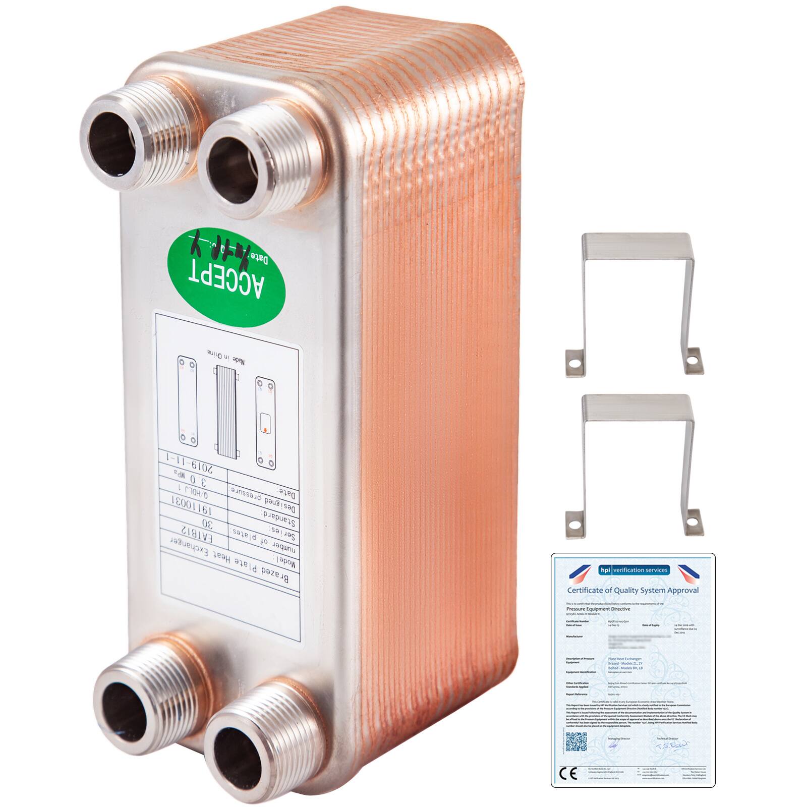 Date ACCEPT RISO - 2019-11-30  
30%  
CO01161  
Heat Exchanger  
1900%  
Plate Concentration  
Certificate of Quality System Approval  
CE