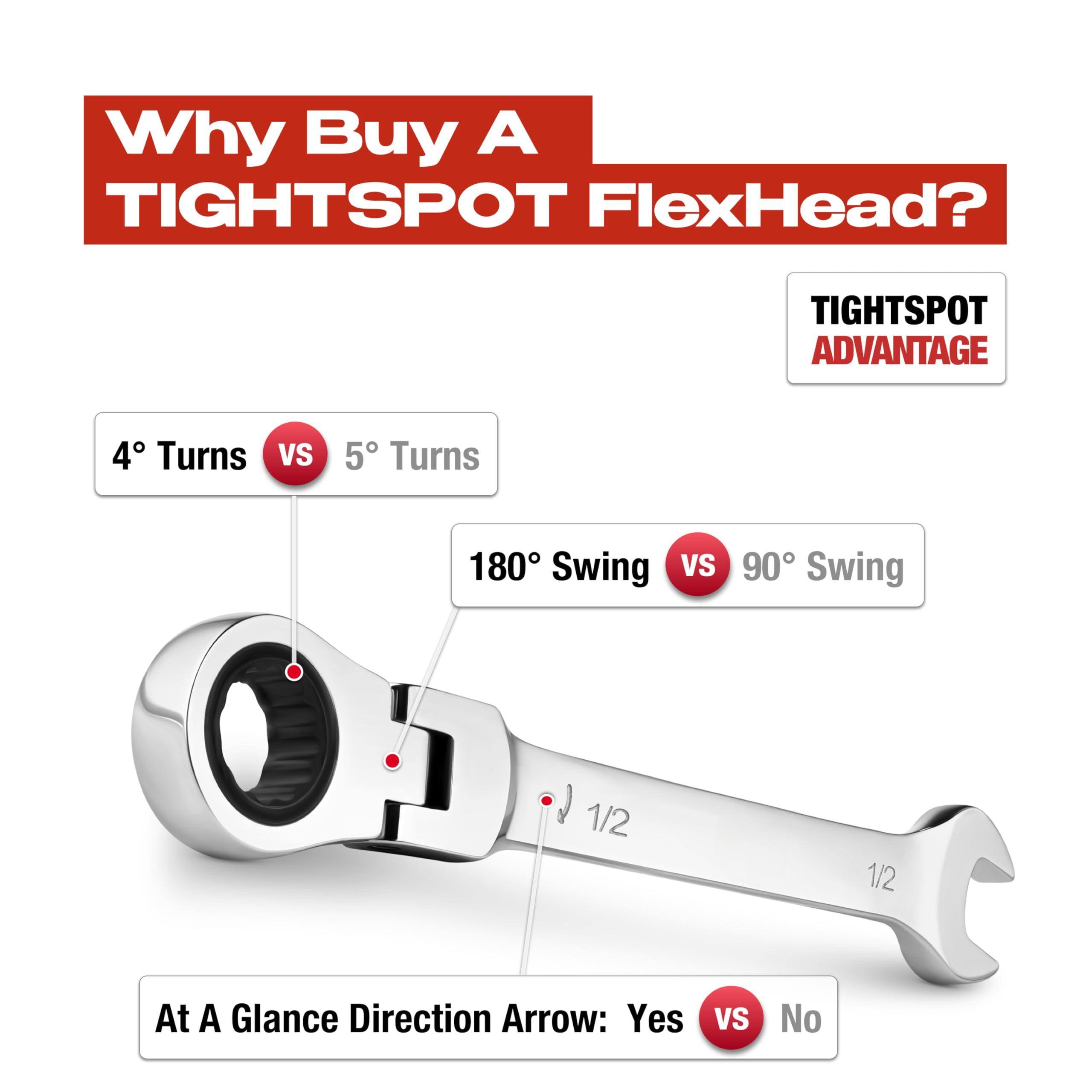 Why Buy A TIGHTSPOT FlexHead?

TIGHTSPOT ADVANTAGE

4° Turns VS 5° Turns

180° Swing VS 90° Swing

At A Glance Direction Arrow: Yes VS No