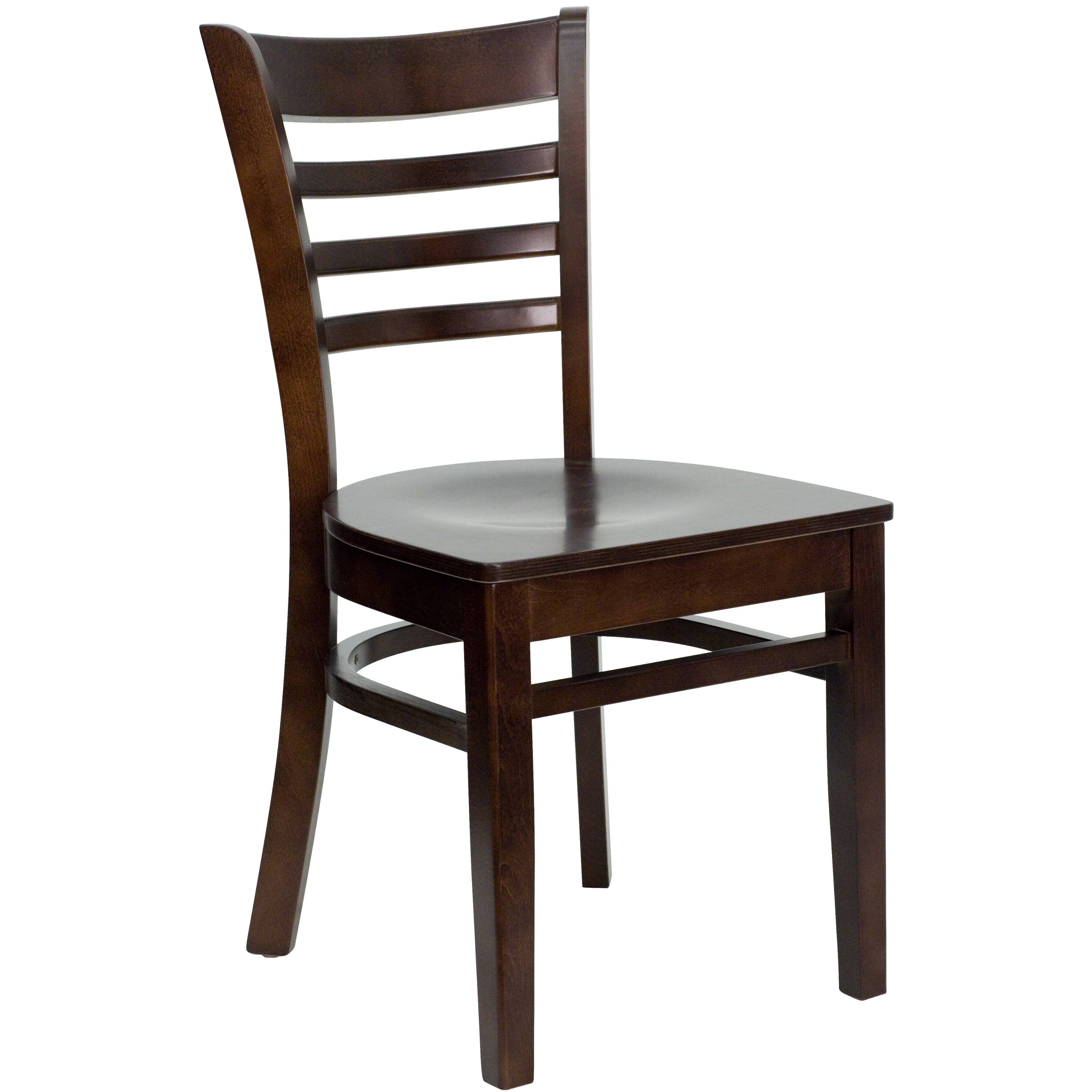 Alt View 7. Emma + Oliver - 2 Pack Ladder Back Wooden Restaurant Chair - Walnut Wood Seat/Walnut Wood Frame.