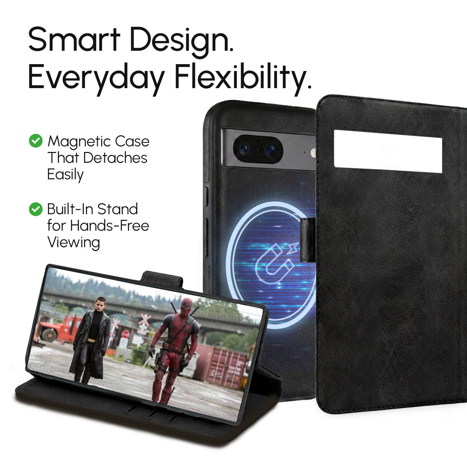 Smart Design. Everyday Flexibility.

- Magnetic Case That Detaches Easily
- Built-In Stand for Hands-Free Viewing