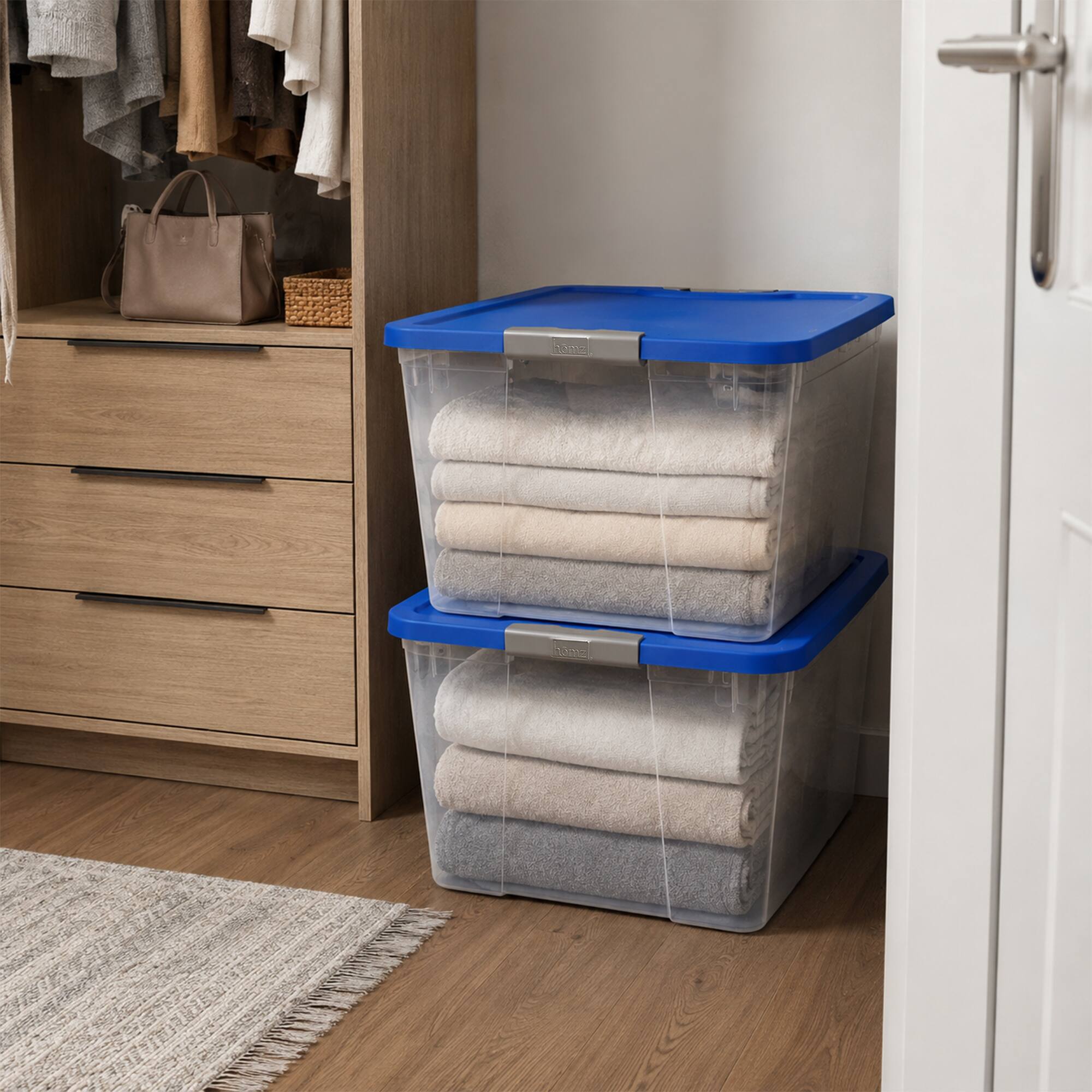 Homz 64 Qt Secure Latch Large Clear Stackable Storage Container Bin (4 ...