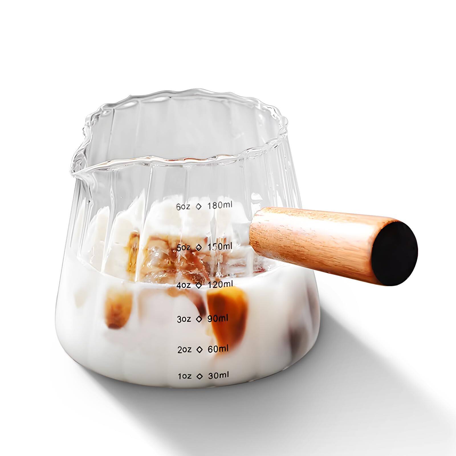 Dapper Styles / Glass Measuring Cup With Wooden Handle Espresso Shot ...
