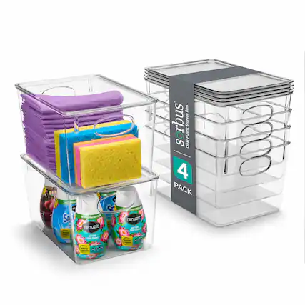 B - a Sn E - renuzit - AFTED - THE RAT P Kmping -ioa ..- - - - T P - - renuzit APrER A ImE BAN ong ..02 - A Bins sorbus Storage Plastic Clear 4 PACK -