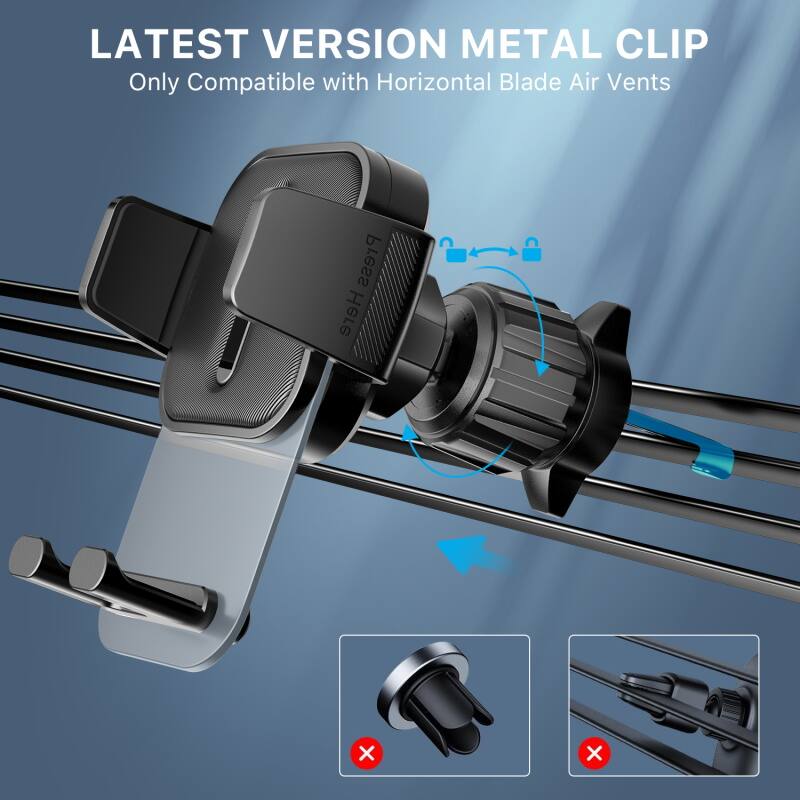 LATEST VERSION METAL CLIP
Only Compatible with Horizontal Blade Air Vents