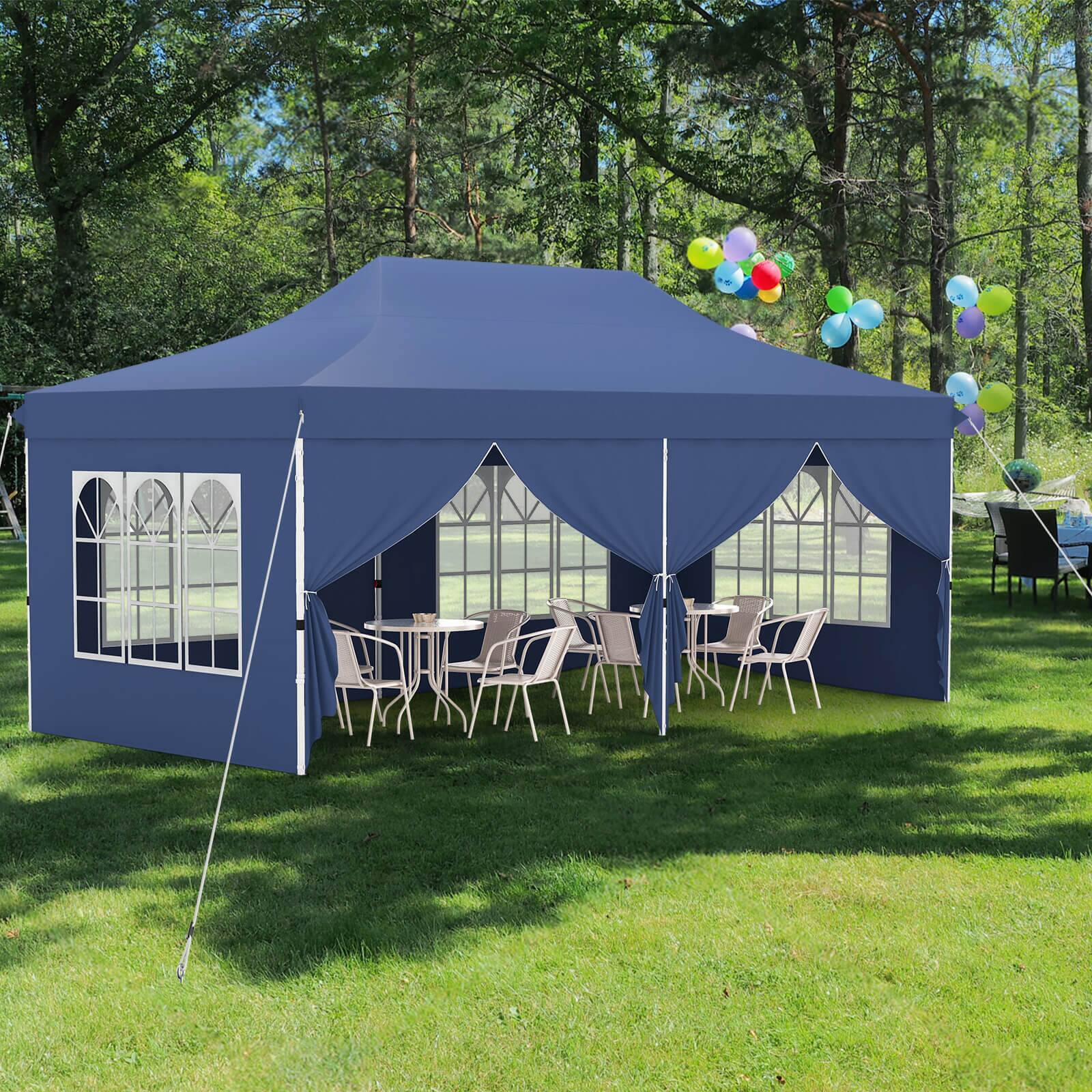 Alt View 1. Costway - Costway 10 x 20FT Pop up Canopy  Outdoor Canopy Tent with 6 Sidewalls Carrying Bag - Blue.